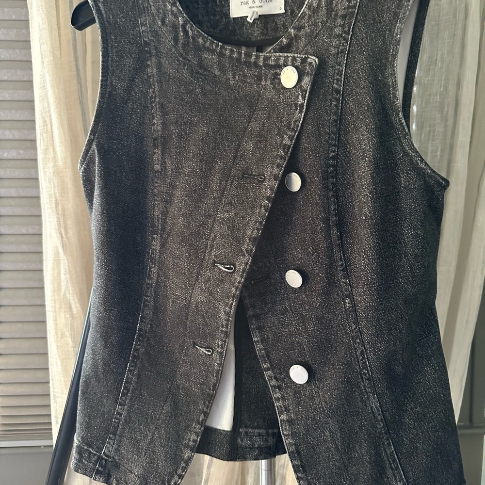 Rag & Bone Textured Black and Grey Miramar Olivia Vest